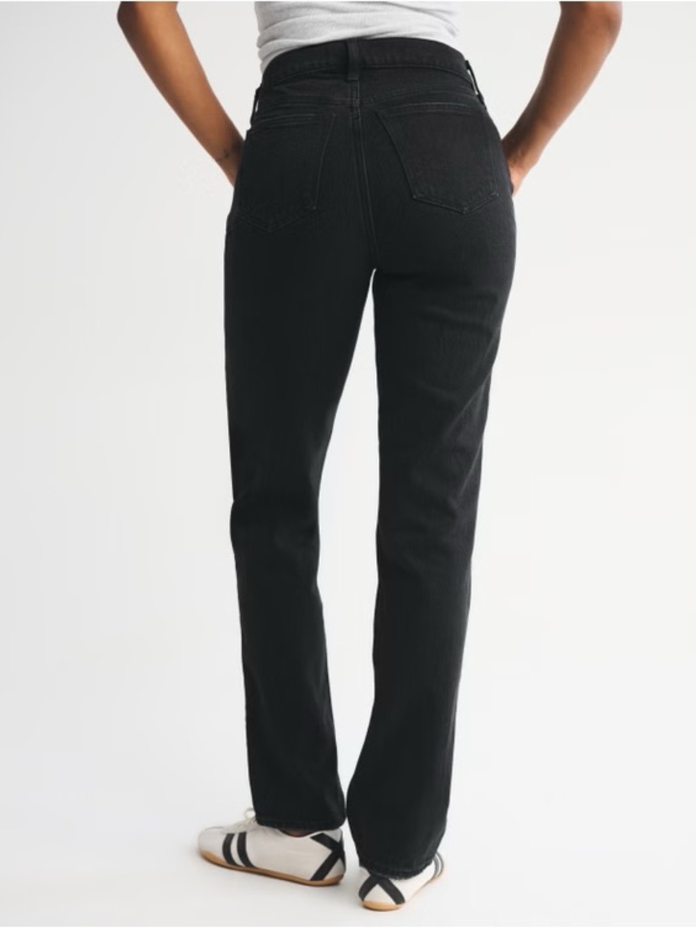Abercrombie & Fitch Curve Love Mid Rise 90s Straight Jeans Black Size 26 Short - Picture 13 of 13